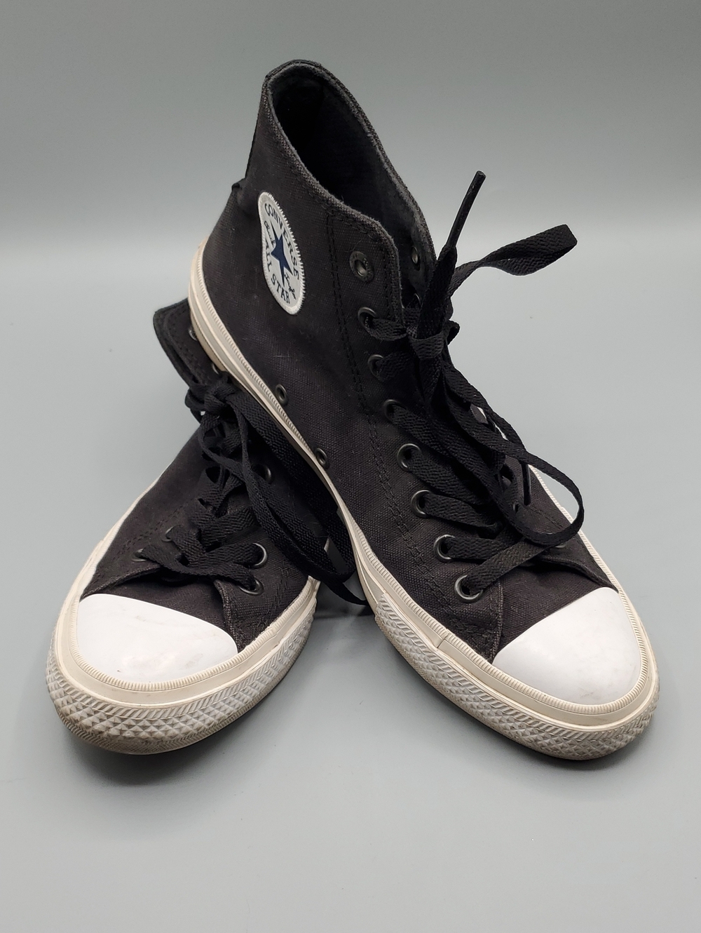 Converse Black Canvas High-Top Sneakers with White Toe Cap
